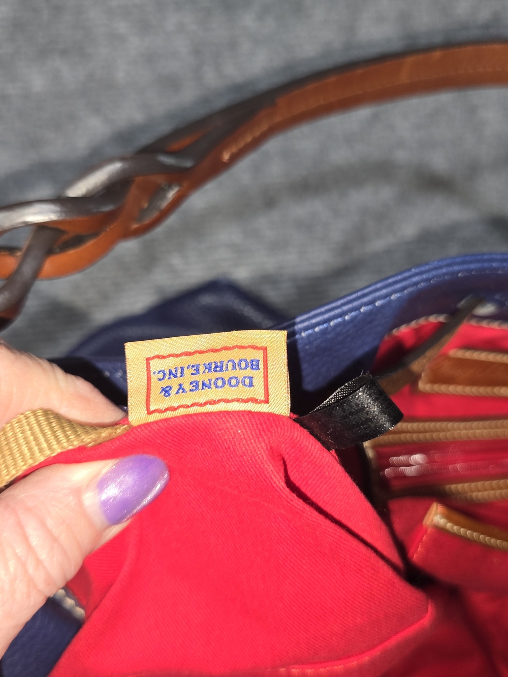 Dooney & Bourke Dillen II Navy Blue Pebbled Leather Drawstring Bucket Bag - Picture 6 of 14